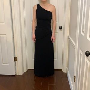Laundry by Shelli Segal black gown, one shoulder, 0P, excellent condition!